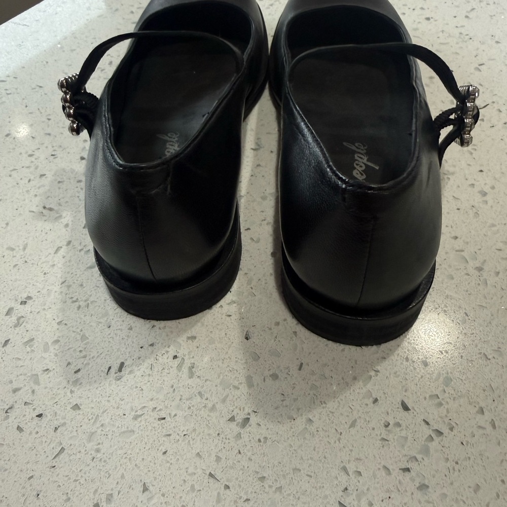 Free People Rumor Diamanté Black Mary Jane Flats Rhinestone Buckle Accent 6.5 - Picture 10 of 13